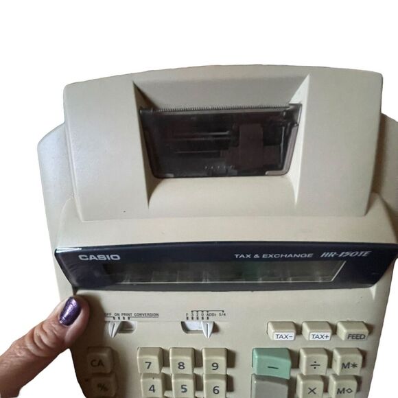 CASIO VINTAGE RARE CALCULATOR PRINTER HR-150TE BIG 12 DIGIT W/BATTERIES NO CORD - Picture 4 of 7